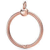 Rose & Silver O Pendant Beads 925 Silver Charms DIY Jewelry