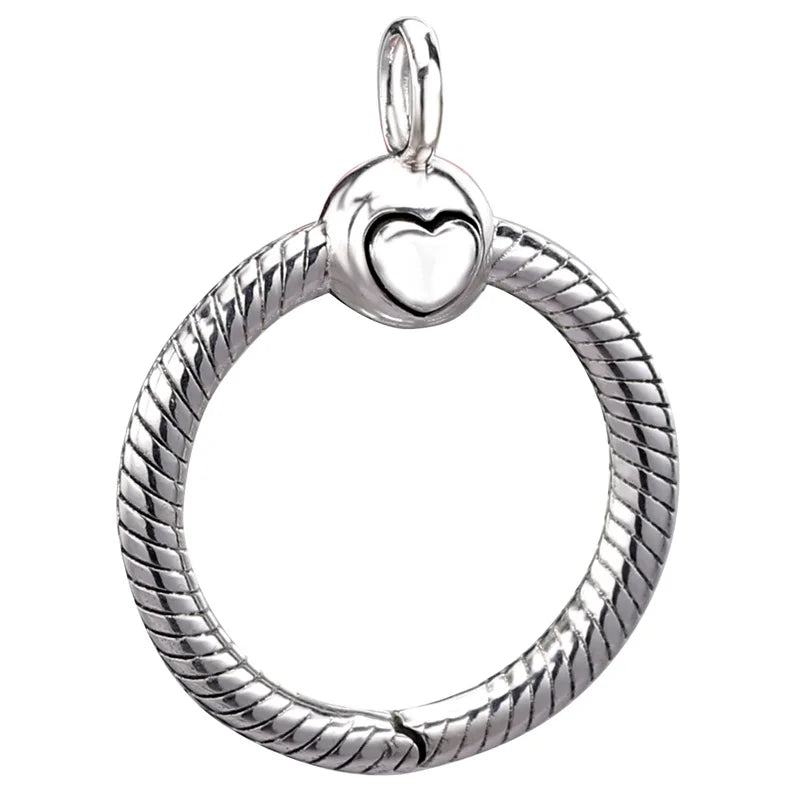 Rose & Silver O Pendant Charm 925 Sterling Silver DIY Jewelry