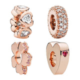 Rose Spacer Charms Beads Bracelet DIY Jewelry Making Hearts Wildflower Pods