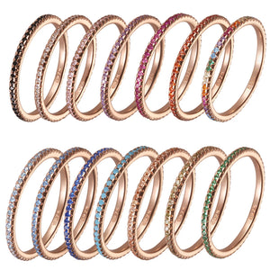 Zircon Crystal Thin Silver Rings for Women Wedding Party
