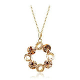 Rose Tone Brown Rhinestone Ferris Wheel Pendant Necklace