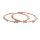 Rose Evil Eye Collection Open Bangle Cuff Bracelet