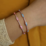 Rose Evil Eye Collection Open Bangle Cuff Bracelet