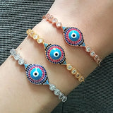 Rose CZ Hamsa Eye Bracelet Men Charm Enamel Bangles Bijoux