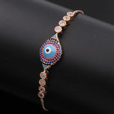 Rose CZ Hamsa Eye Bracelet Men Charm Enamel Bangles Bijoux