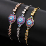Rose CZ Hamsa Eye Bracelet Men Charm Enamel Bangles Bijoux