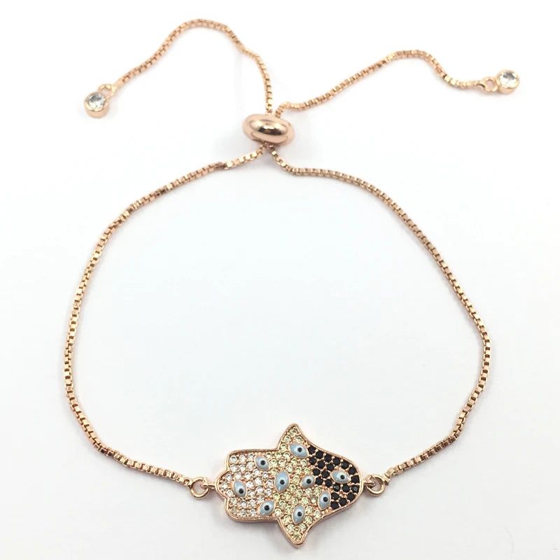 Colorful Evil Eye Hamsa Charms Bracelet for Women