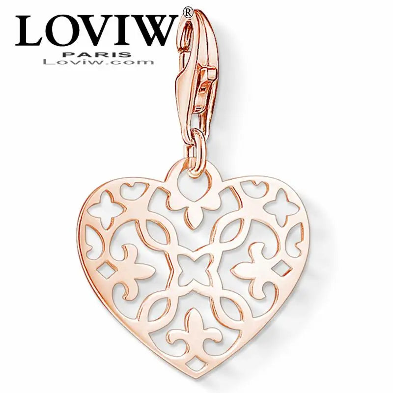 Rose Golden Heart Ornament Charm Jewelry For Women, Romantic Gift