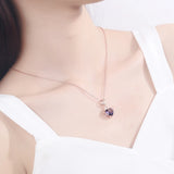 Romantic Rhombus Zircon Eternal Love Necklace Set