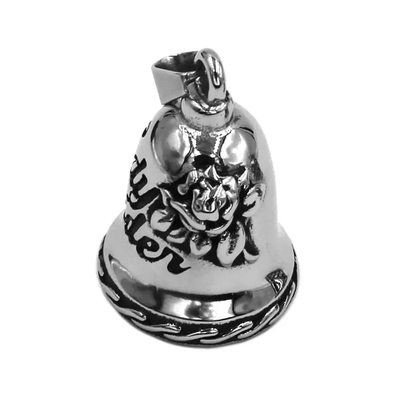 Rose Lady Rider Biker Bell Pendant Stainless Steel Live To Ride Eagle