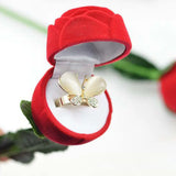 Rose Love Heart Romantic Ring Box Jewelry Display Case