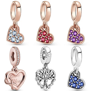925 Sterling Silver Family Tree Pendant Beads Charm