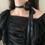 Rose Pendant Collarbone Chain Wind Adjustable Necklace
