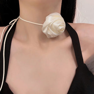 Rose Pendant Collarbone Chain Cold Wind Adjustable Wax Rope Necklace