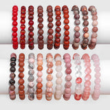 Rose Pink Beaded Bracelets Natural Stone Agates Beads Bracelets