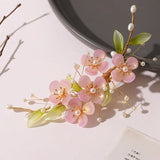 Rose Pink Pressed Glass Hair Clips