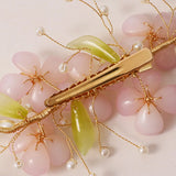 Rose Pink Pressed Glass Hair Clips