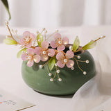 Rose Pink Pressed Glass Hair Clips