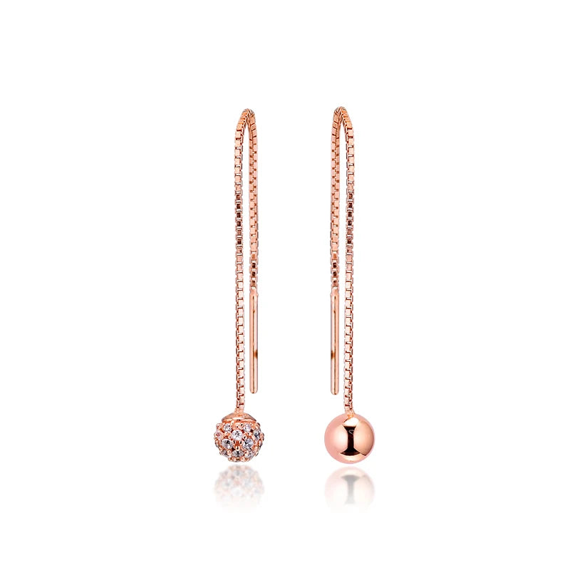 Rose Polished & Pave Bead Earring 925 Silver Jewelry
