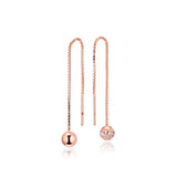 Rose Polished & Pave Bead Earring 925 Silver Jewelry