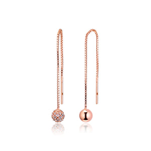 Rose Polished & Pave Bead Earring 925 Silver Jewelry