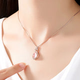 Rose Quartz 14K Rose Necklace Pendant Women Charm Anniversary Jewelry