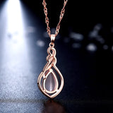 Rose Quartz 14K Rose Necklace Pendant Women Charm Anniversary Jewelry