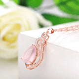 Rose Quartz 14K Rose Necklace Pendant Women Charm Anniversary Jewelry