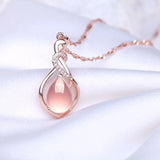 Rose Quartz 14K Rose Necklace Pendant Women Charm Anniversary Jewelry
