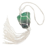 Rose Quartz Raw Stone Hanging Ornament with Tassels