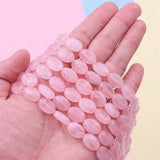 Rose Quartz Pink Crystal Beads Strand Oval Shape Natural Stone