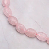 Rose Quartz Pink Crystal Beads Strand Oval Shape Natural Stone