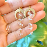 Rose Quartz Moon Earrings Sun Moon Raw Crystal Clear Quartz Witch