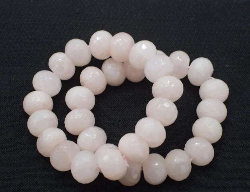 Rose Quartz Roundel Faceted Bracelet 7.5inch Beads Gemstone