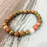 Rose Quartzs Unakite Bracelet for Emotional Balance