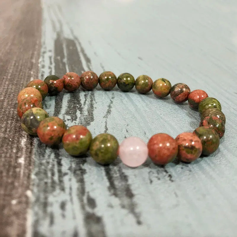 Rose Quartzs Unakite Bracelet for Emotional Balance