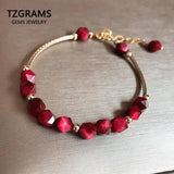 Tiger's Eye Stone Beads Bracelet 925 Silver Plated Crystal Beaded Bracelet