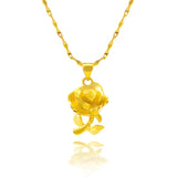 24k Yellow Plated Rose Pendant Necklace for Women
