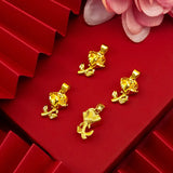 24k Yellow Plated Rose Pendant Necklace for Women