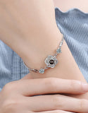 Rose & Silver Love You Words Bracelet 925 Silver Jewelry
