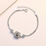 Rose & Silver Love You Words Bracelet 925 Silver Jewelry