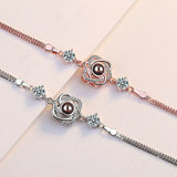 Rose & Silver Love You Words Bracelet 925 Silver Jewelry