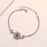 Rose & Silver Love You Words Bracelet 925 Silver Jewelry