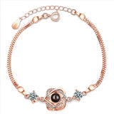 Rose & Silver Love You Words Bracelet 925 Silver Jewelry