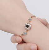 Rose & Silver Love You Words Bracelet 925 Silver Jewelry