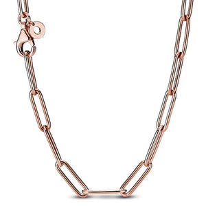 Rose & Silver Long Link Cable Chain 925 Sterling Silver Necklace