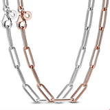 Rose & Silver Long Link Cable Chain 925 Sterling Silver Necklace