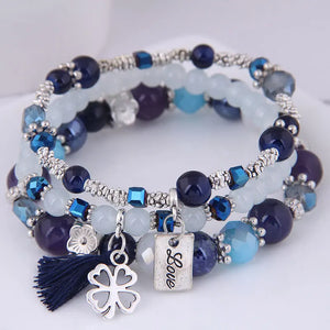Rose Sisi Metal Bracelets with Candy Bead Women Jewelry