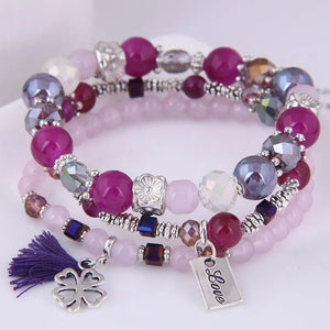 Rose Sisi Metal Bracelets with Candy Bead Women Jewelry