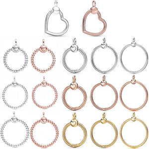 Rose Beaded Heart Necklace Pendant 925 Sterling Silver Charms